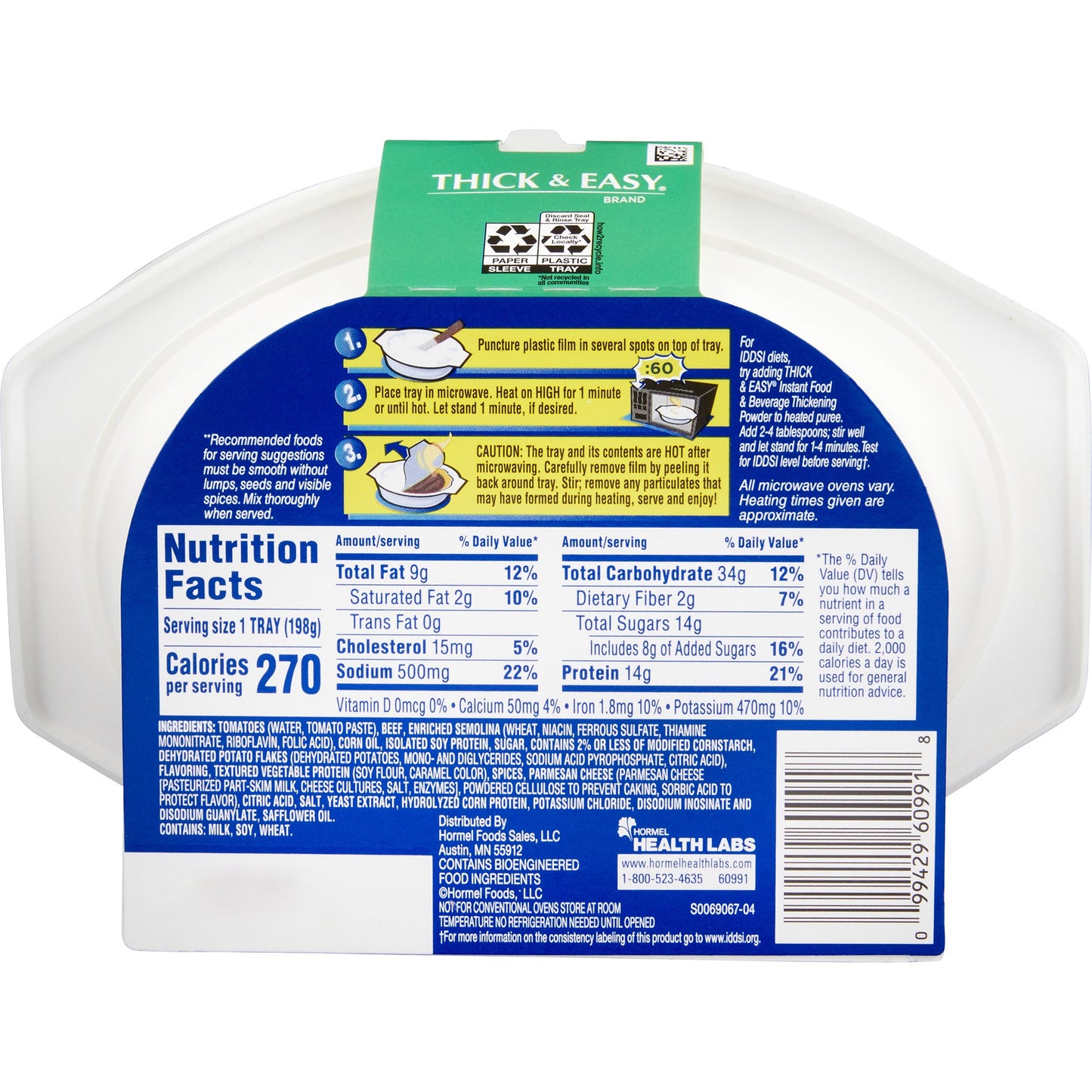 Thick & Easy® Purées Italian Style Beef Lasagna Purée Thickened Food 160744