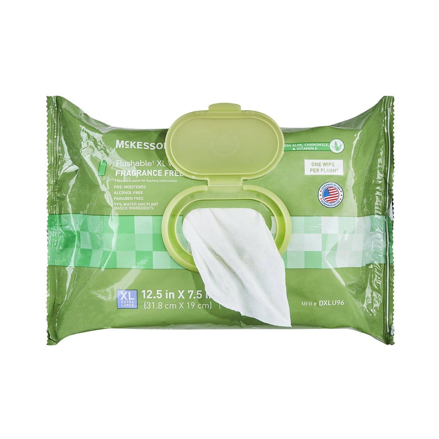 McKesson Flushable* Wet Wipes XL - Unscented, 96 Wet Wipes per Pack DXLU96