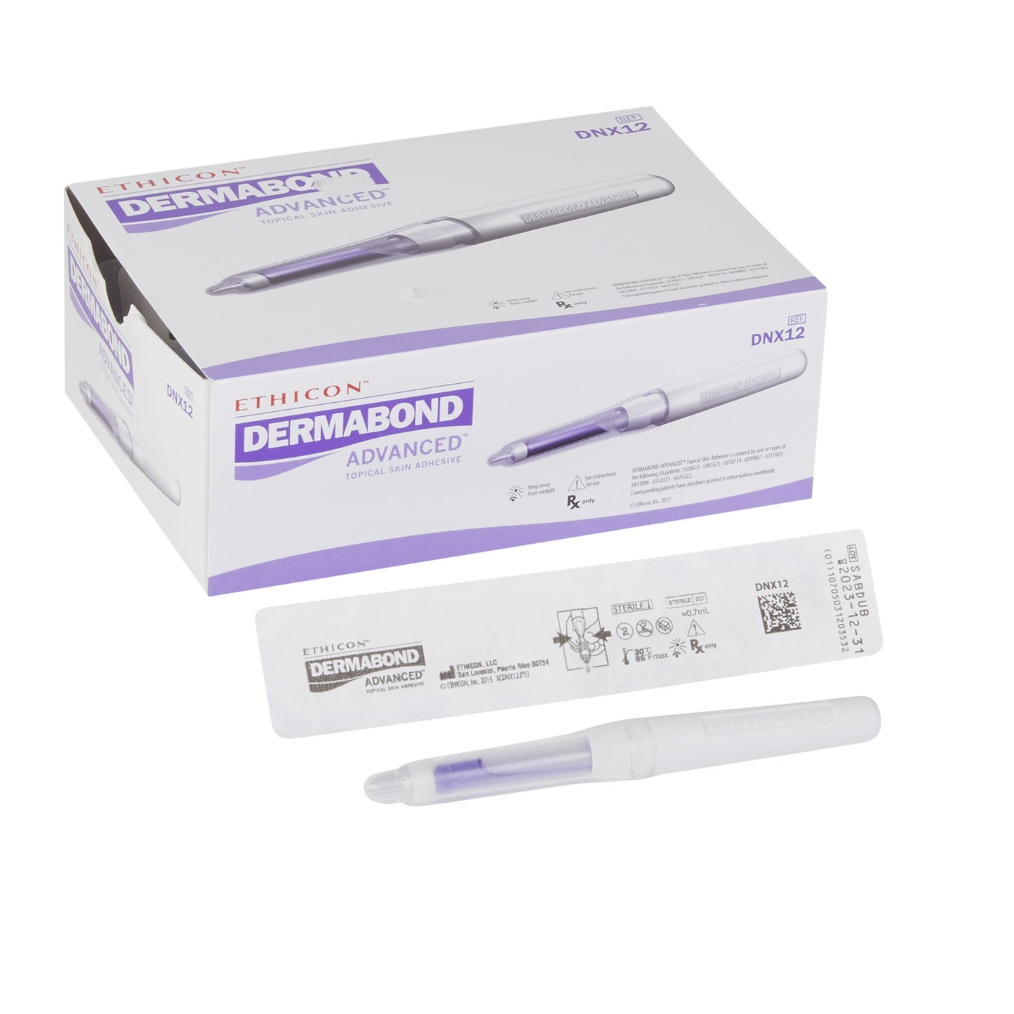 Skin Adhesive Dermabond Advanced™ 0.7 mL Liquid Precision and Dome Applicator Tip 2-Octyl Cyanoacrylate - DNX12