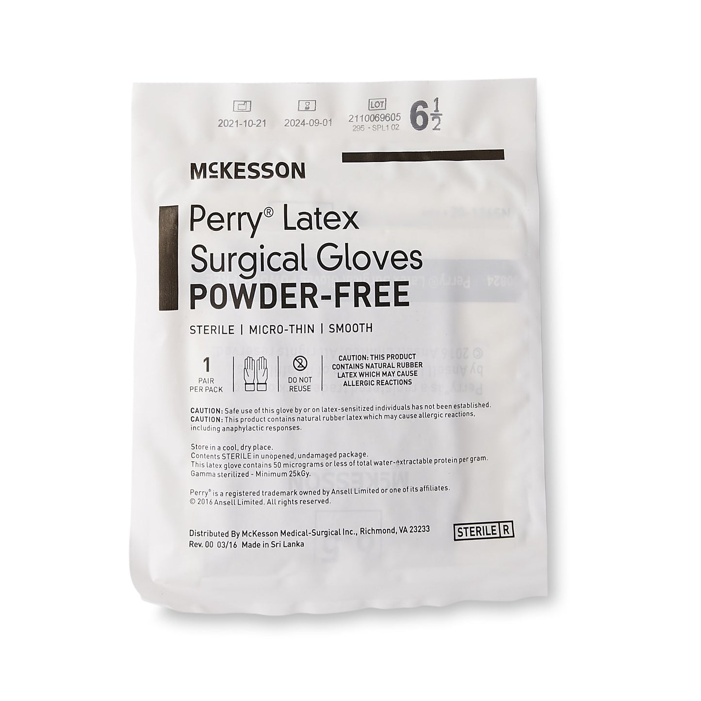 McKesson Perry® Latex Surgical Glove, Size 6.5, Brown 20-1365N