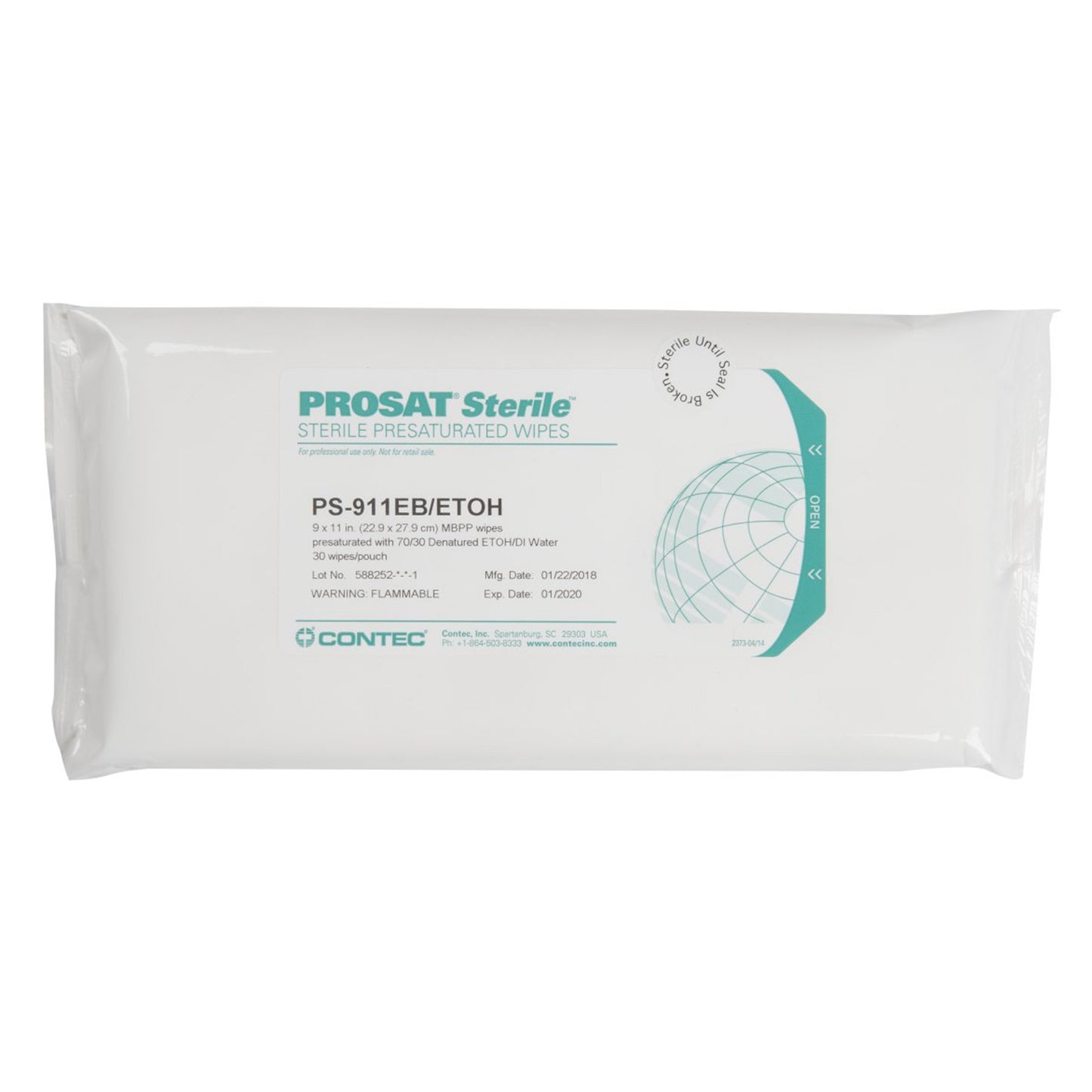 Surface Disinfectant Cleaner PROSAT® Sterile™ Premoistened Cleanroom Manual Pull Wipe 30 Count Soft Pack Alcohol Scent Sterile - PS-911EB/ETOH