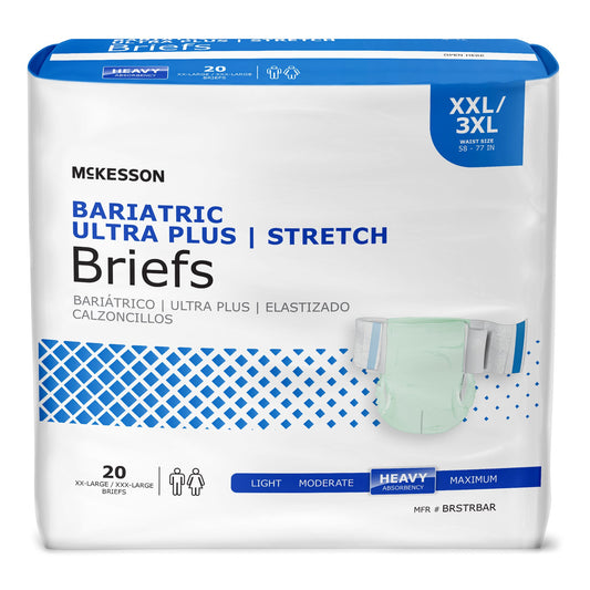 Unisex Adult Incontinence Brief McKesson Ultra Plus Stretch 2X-Large / 3X-Large Disposable Heavy Absorbency - BRSTRBAR