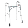Dual Release Folding Walker with Wheels Adjustable Height McKesson Aluminum Frame 350 lbs. Weight Capacity 25 to 32-1/4 Inch Height - 146-10211-1