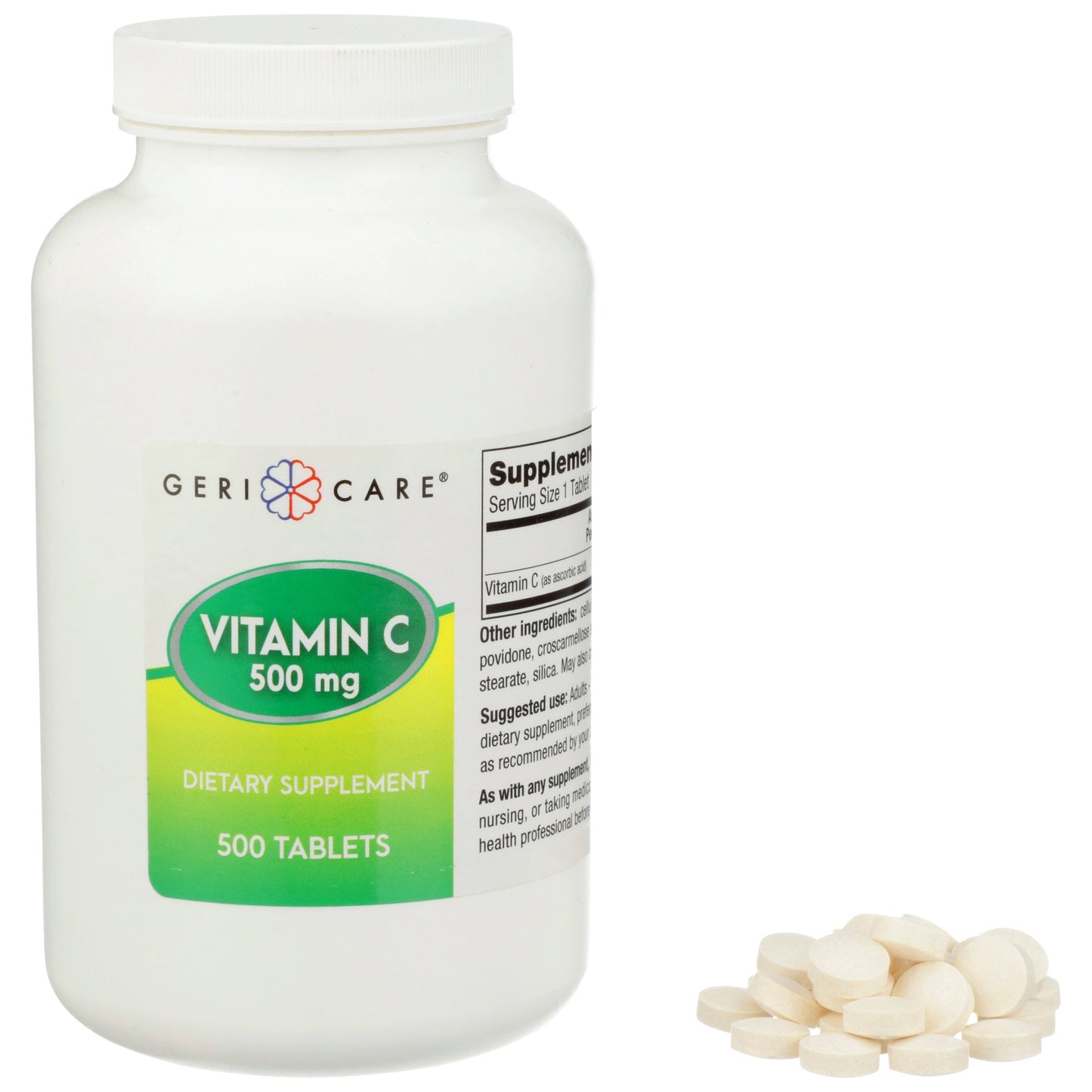 Vitamin C Supplement Geri-Care® Ascorbic Acid 500 mg Strength Tablet 500 per Bottle - 841-50-GCP