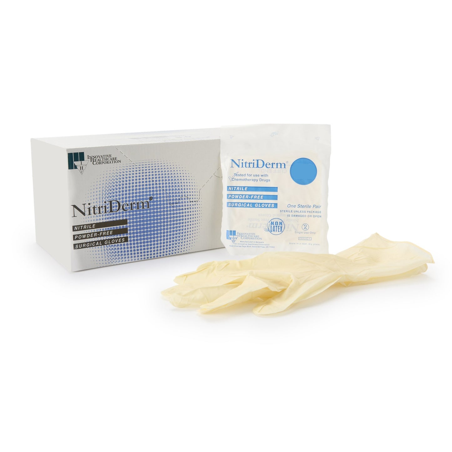 Surgical Glove NitriDerm® Size 6.5 Sterile Nitrile Standard Cuff Length Fully Textured White Chemo Tested - 135265