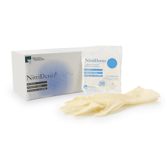 Surgical Glove NitriDerm® Size 6.5 Sterile Nitrile Standard Cuff Length Fully Textured White Chemo Tested - 135265