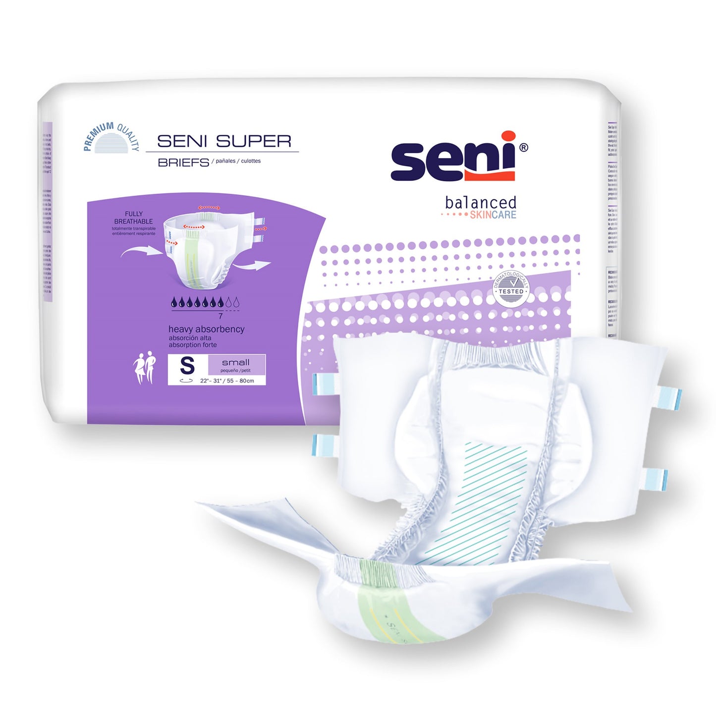 Seni® Super Heavy Absorbency Incontinence Brief, Small S-SM25-BS1