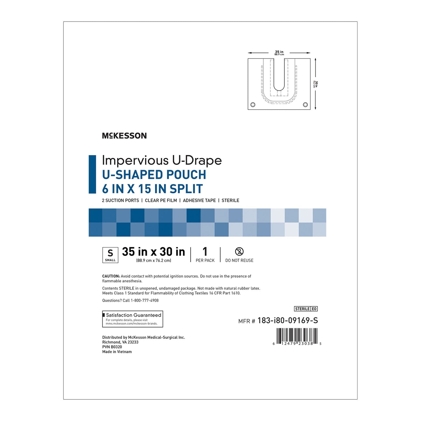 McKesson Sterile U-Drape with Pouch, 35 x 30 Inch 183-I80-09169-S