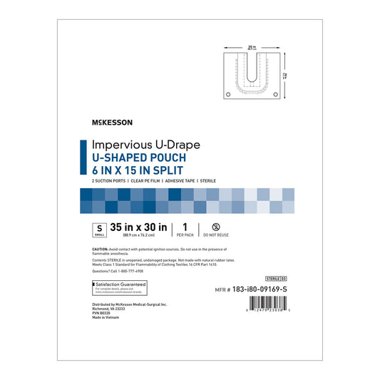 McKesson Sterile U-Drape with Pouch, 35 x 30 Inch 183-I80-09169-S