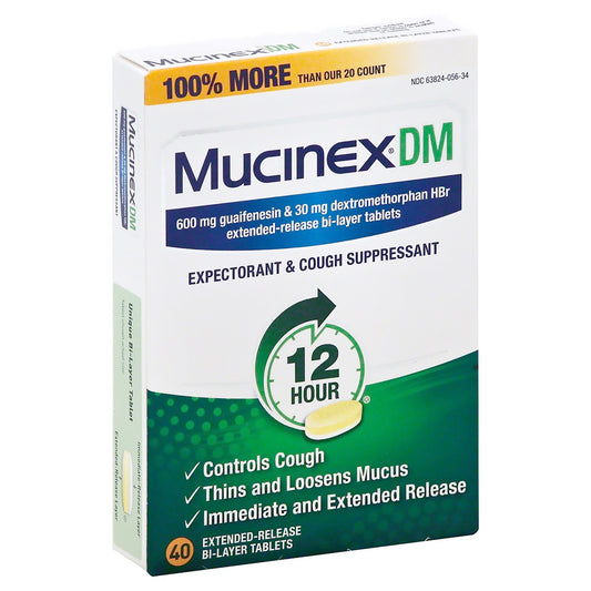Reckitt Benckiser Mucinex DM Guaifenesin / Dextromethorphan Cold and Cough Relief 63824005634, CT