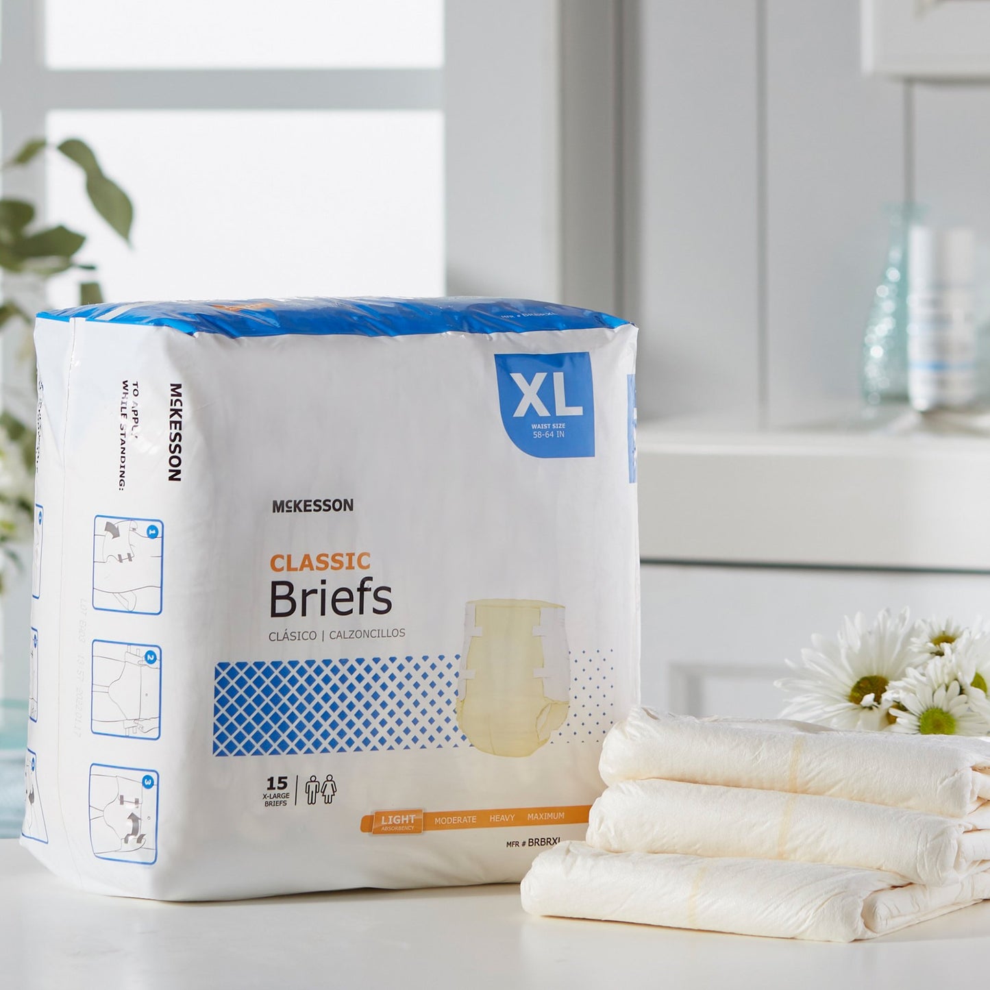 McKesson Classic Light Absorbency Incontinence Brief, Extra Large BRBRXL