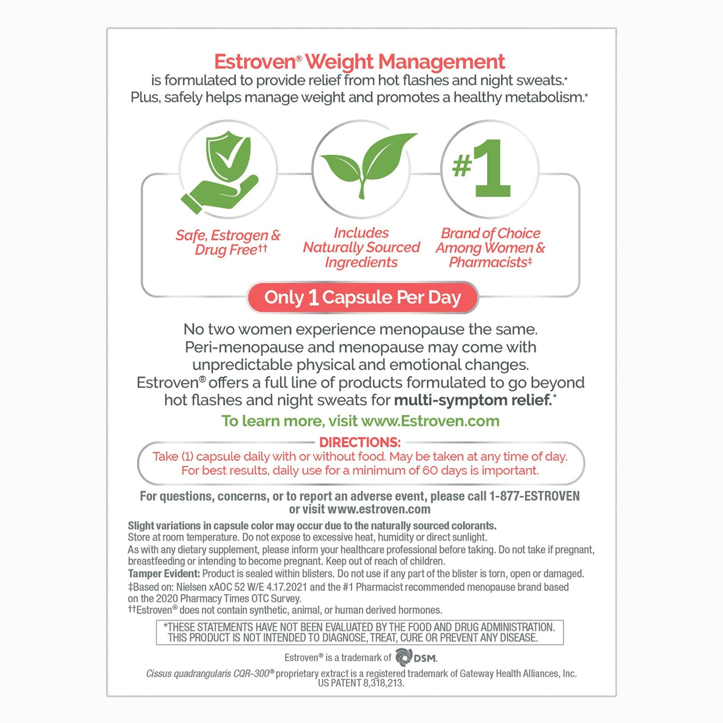 Estroven® Once Daily Menopause Relief Weight Management Capsules 092961040225