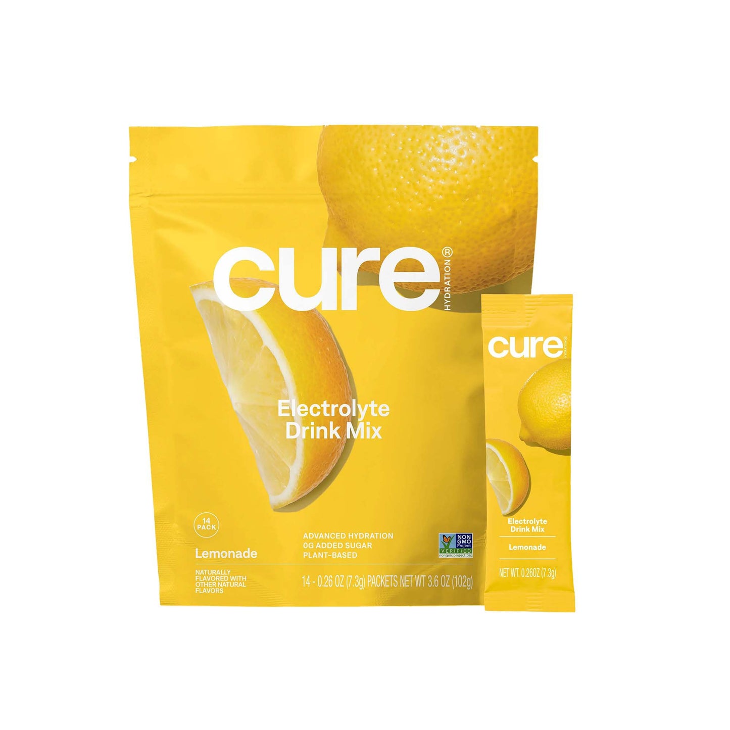 Cure Electrolyte Drink Mix made with Coconut Water, Lemonade, 7.7-gram Packets HM1001