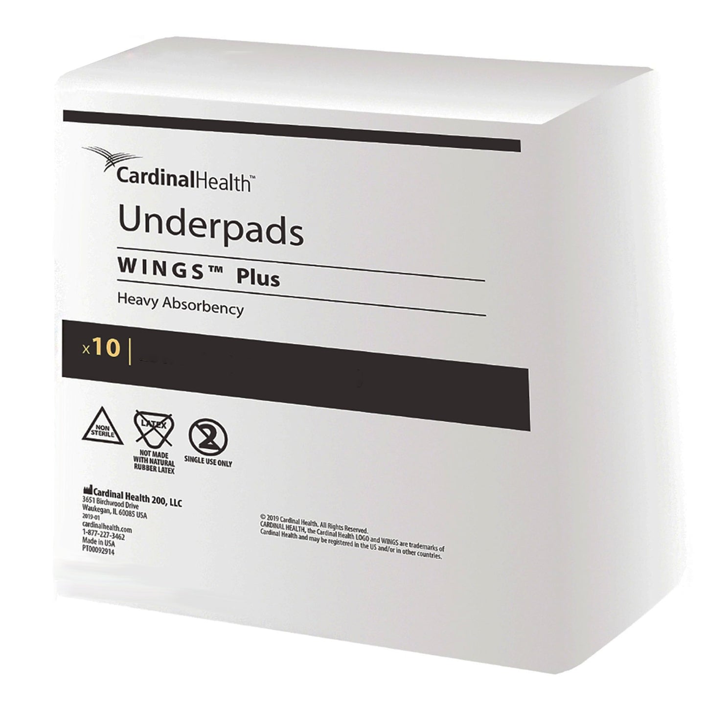 Disposable Underpad Wings™ Plus 30 X 30 Inch Fluff / Polymer Heavy Absorbency - 9173