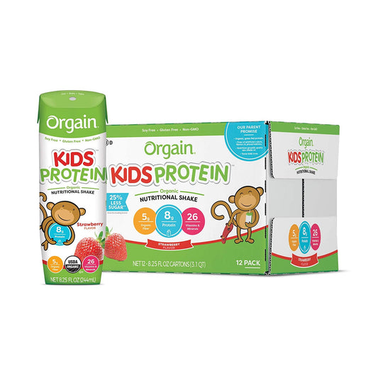 Pediatric Oral Supplement Orgain® Kids Protein™ Organic Nutritional Shake Strawberry Flavor 8.25 oz. Carton Liquid Organic - 851770003155
