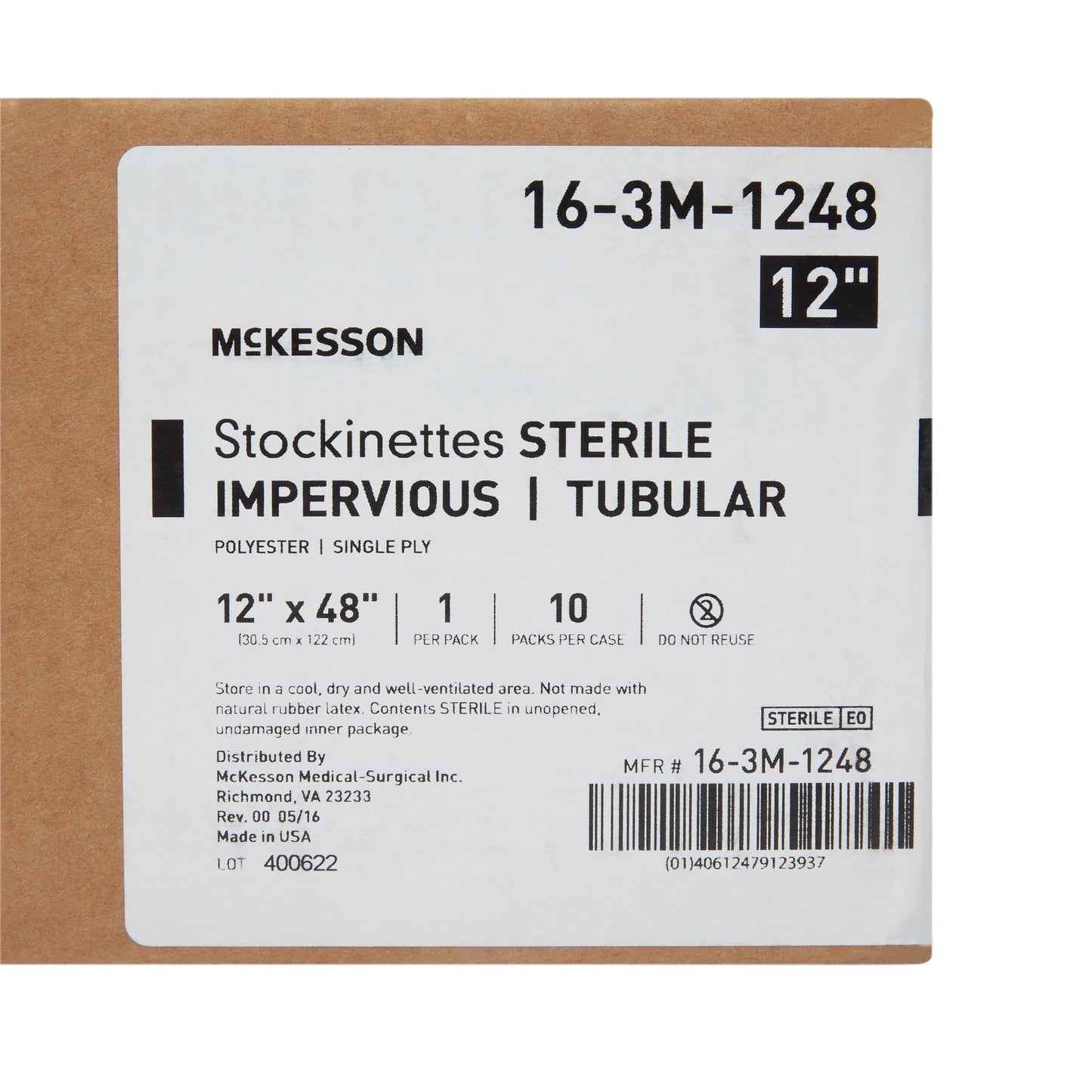 McKesson Impervious Surgical Stockinette, 12 x 48 Inch 16-3M-1248