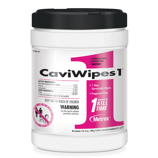 Surface Disinfectant CaviWipes1™ Premoistened Manual Pull Wipe 160 Count Canister Unscented NonSterile - 13-5100