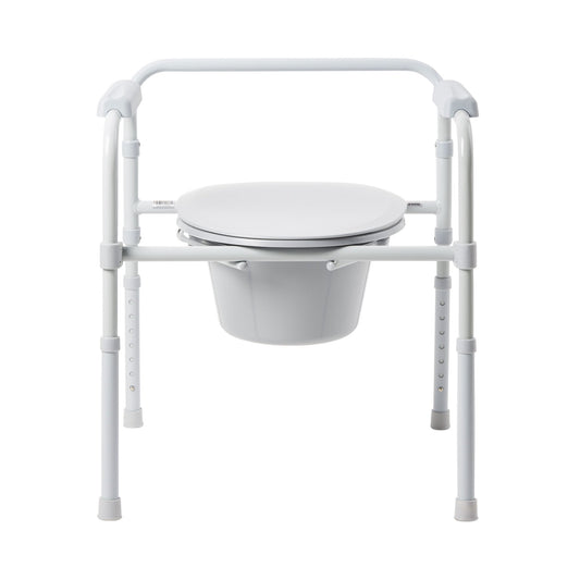 3-in-1 Commode Chair McKesson Fixed Arms Steel Frame Back Bar 13-1/4 Inch Seat Width 350 lbs. Weight Capacity - 146-11148N-4