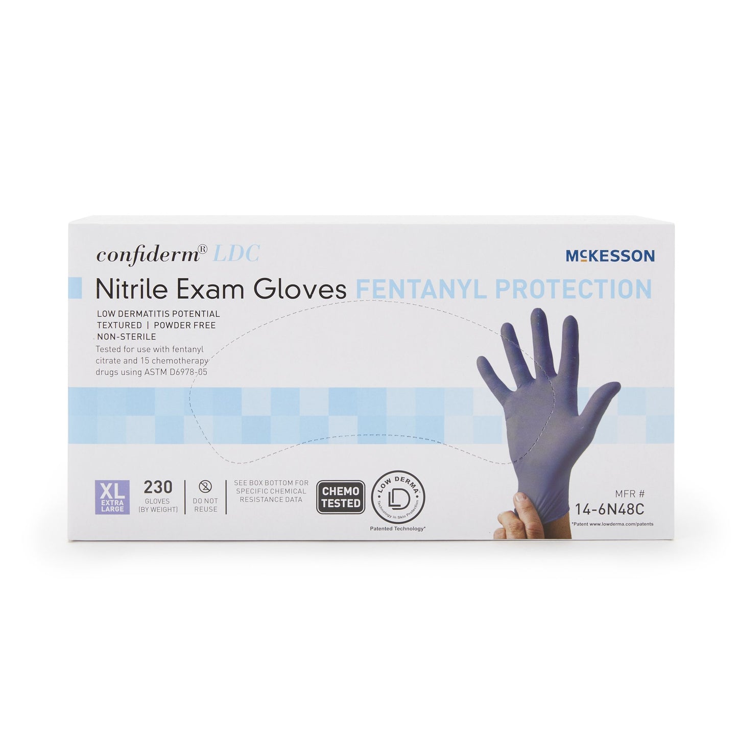 McKesson Confiderm® LDC Exam Glove, Extra Large, Blue 14-6N48C