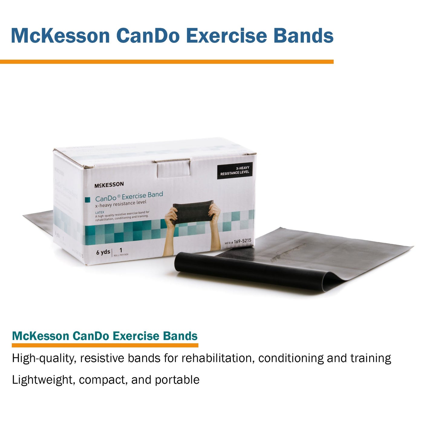 McKesson Exercise Resistance Band, Black, 5" x 6 Yard, Extra-Heavy Resistance 169-5215