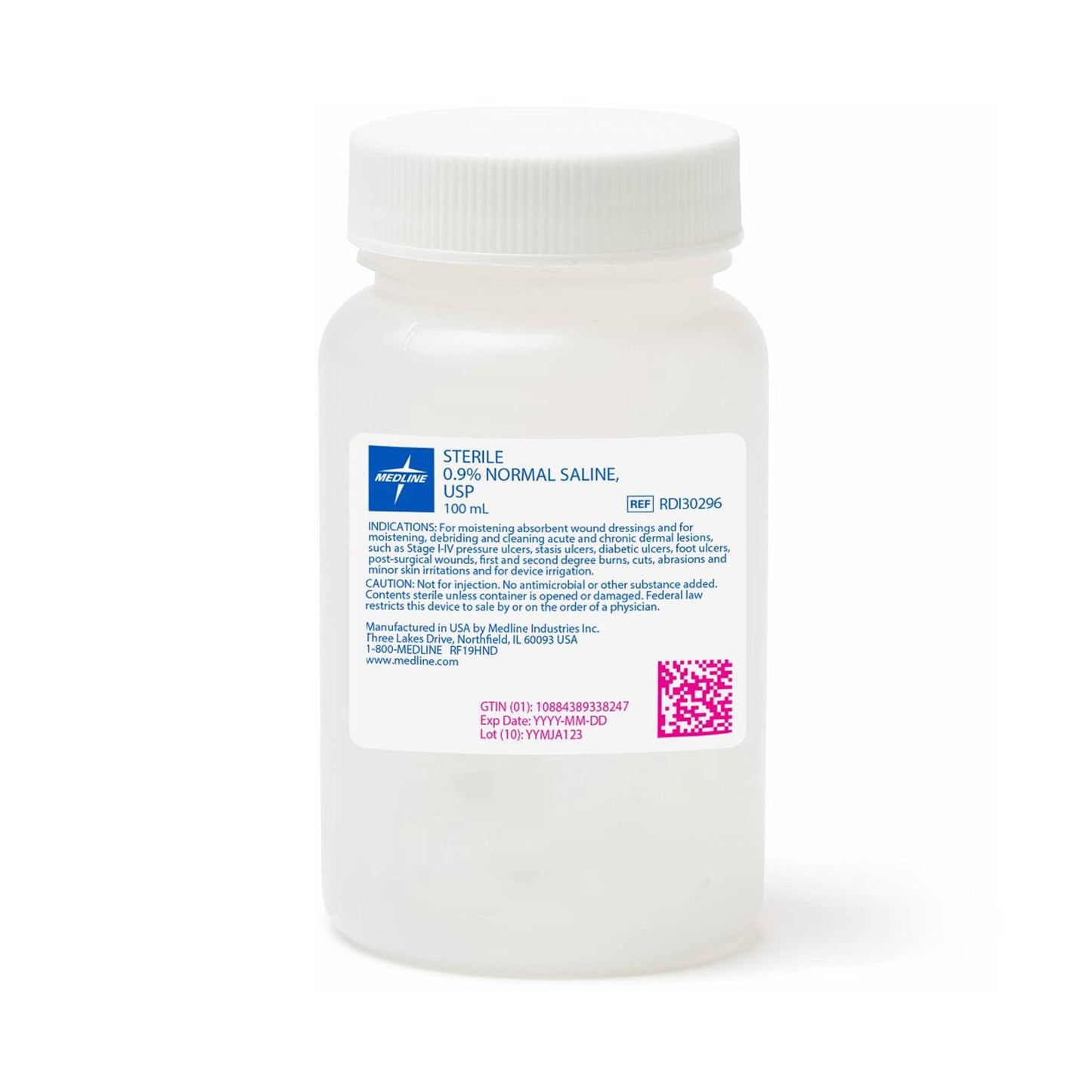 Medline Irrigation Solution, 100 mL Bottle RDI30296