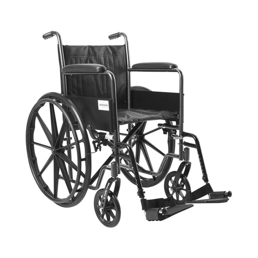 Wheelchair McKesson Dual Axle Full Length Arm Swing-Away Footrest Black Upholstery 18 Inch Seat Width Adult 300 lbs. Weight Capacity - 146-SSP218FA-SF