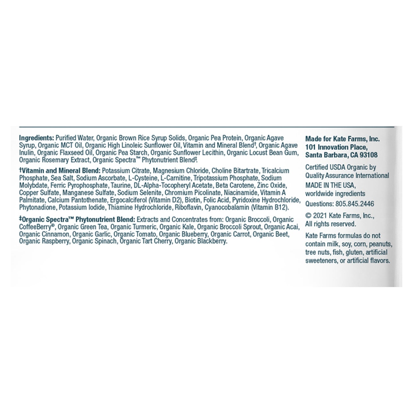 Kate Farms® Standard 1.4 Sole-Source Nutrition Formula, 1000 mL Bag 811112030058