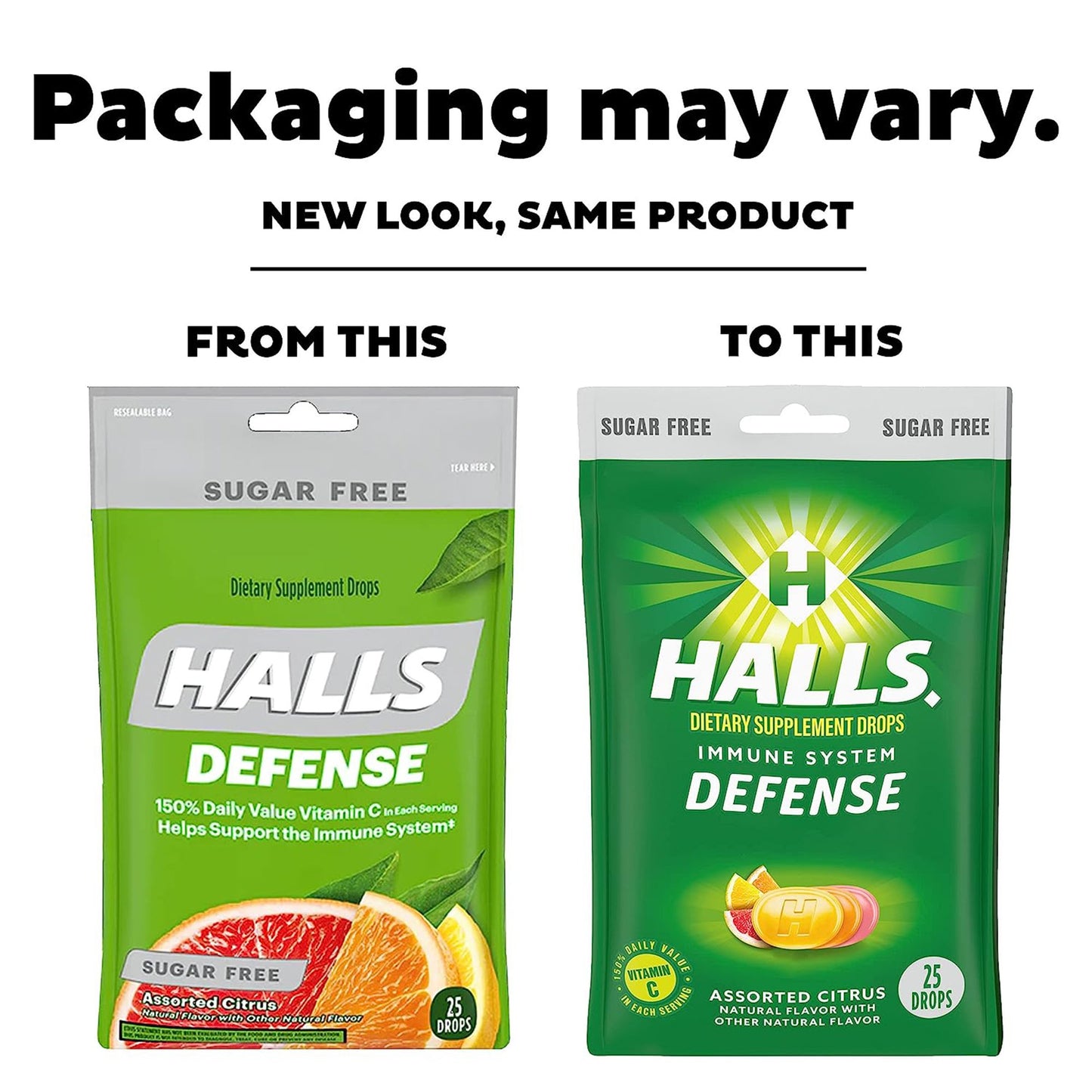Halls Defense Dietary Supplement Drops Sugar Free Assorted Citrus 31254663261