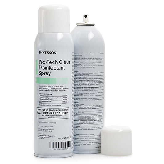 Surface Disinfectant Cleaner McKesson Pro-Tech Alcohol Based Aerosol Spray Liquid 16 oz. Can Citrus Scent NonSterile - 53-28594