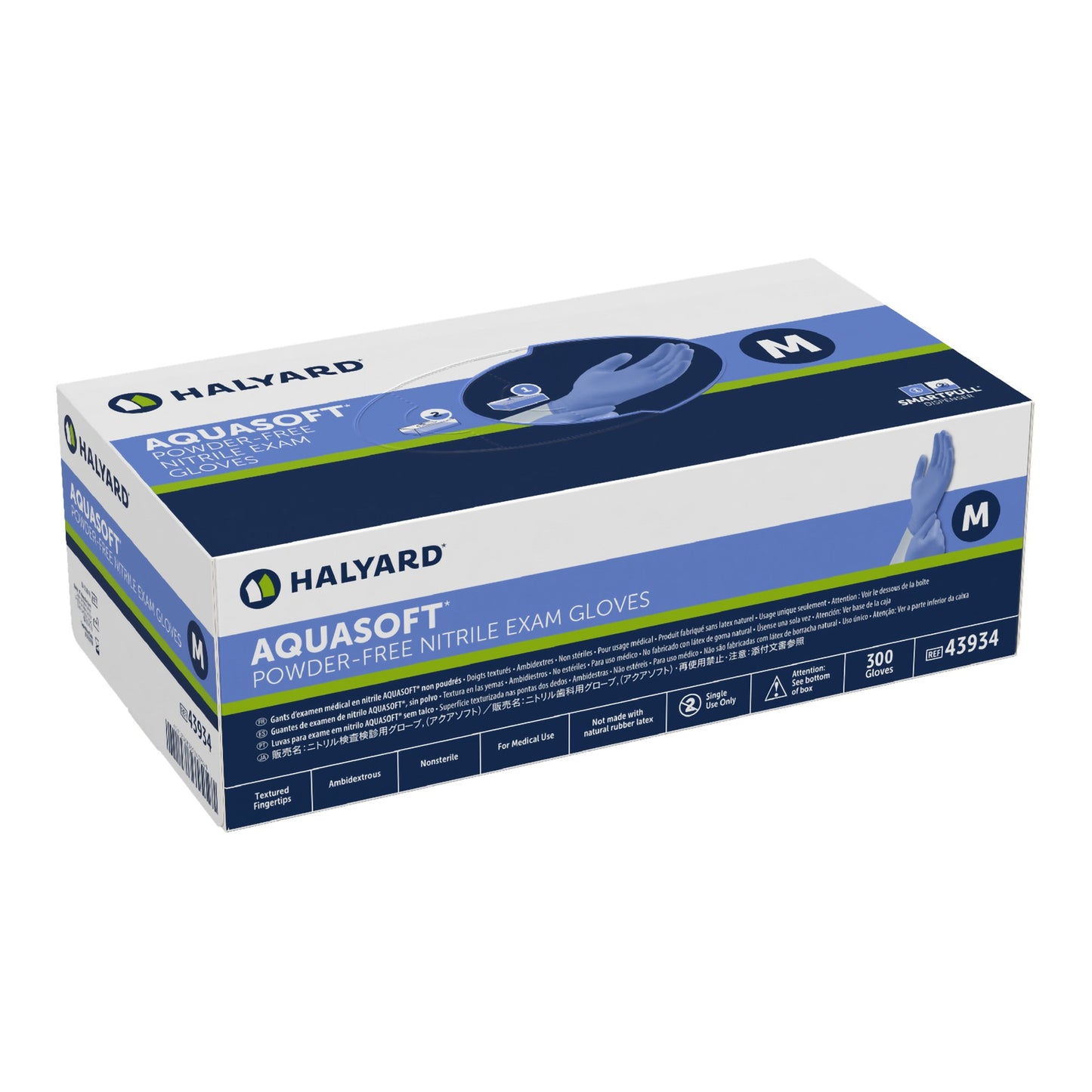 Aquasoft® Nitrile Exam Glove, Medium, Blue 43934