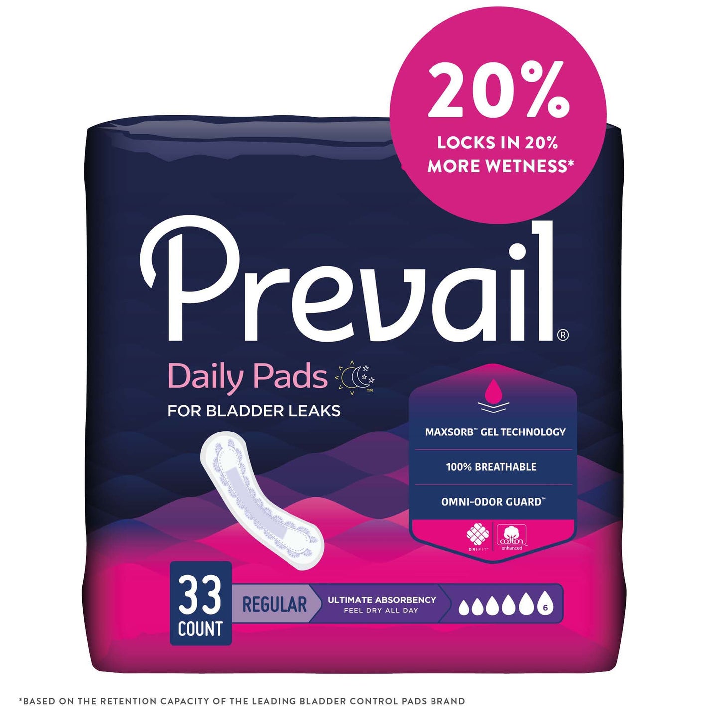 Prevail® Daily Pads Ultimate Bladder Control Pad, 16-Inch Length PV-923/1