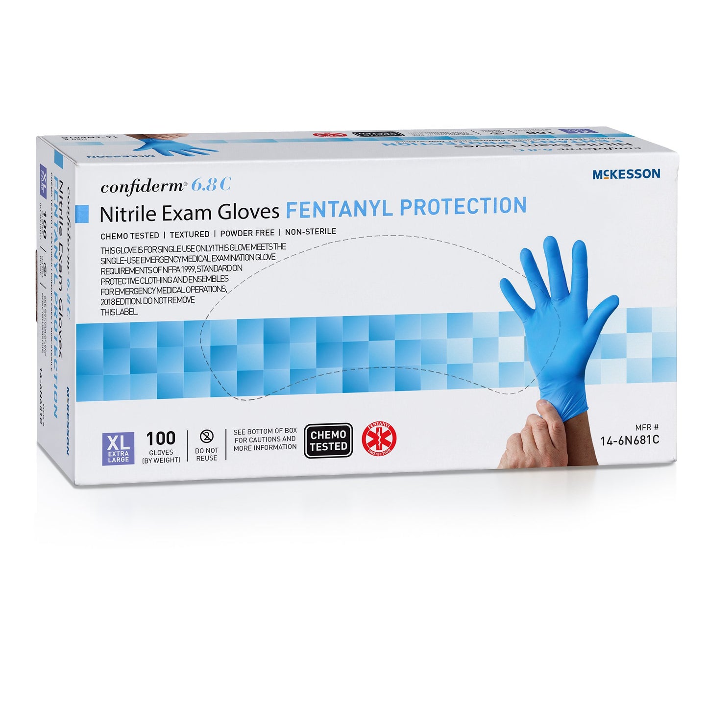 McKesson Confiderm® 6.8C Nitrile Exam Glove, X-Large, Blue 14-6N681C