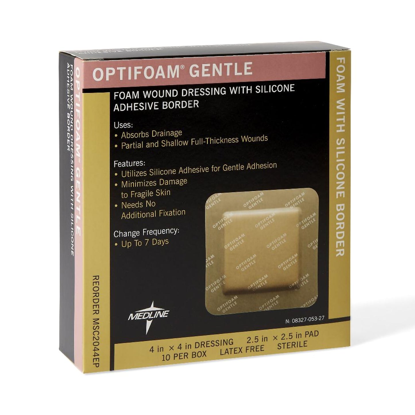 Optifoam® Gentle Adhesive with Border Silicone Foam Dressing, 4 x 4 Inch MSC2044EP