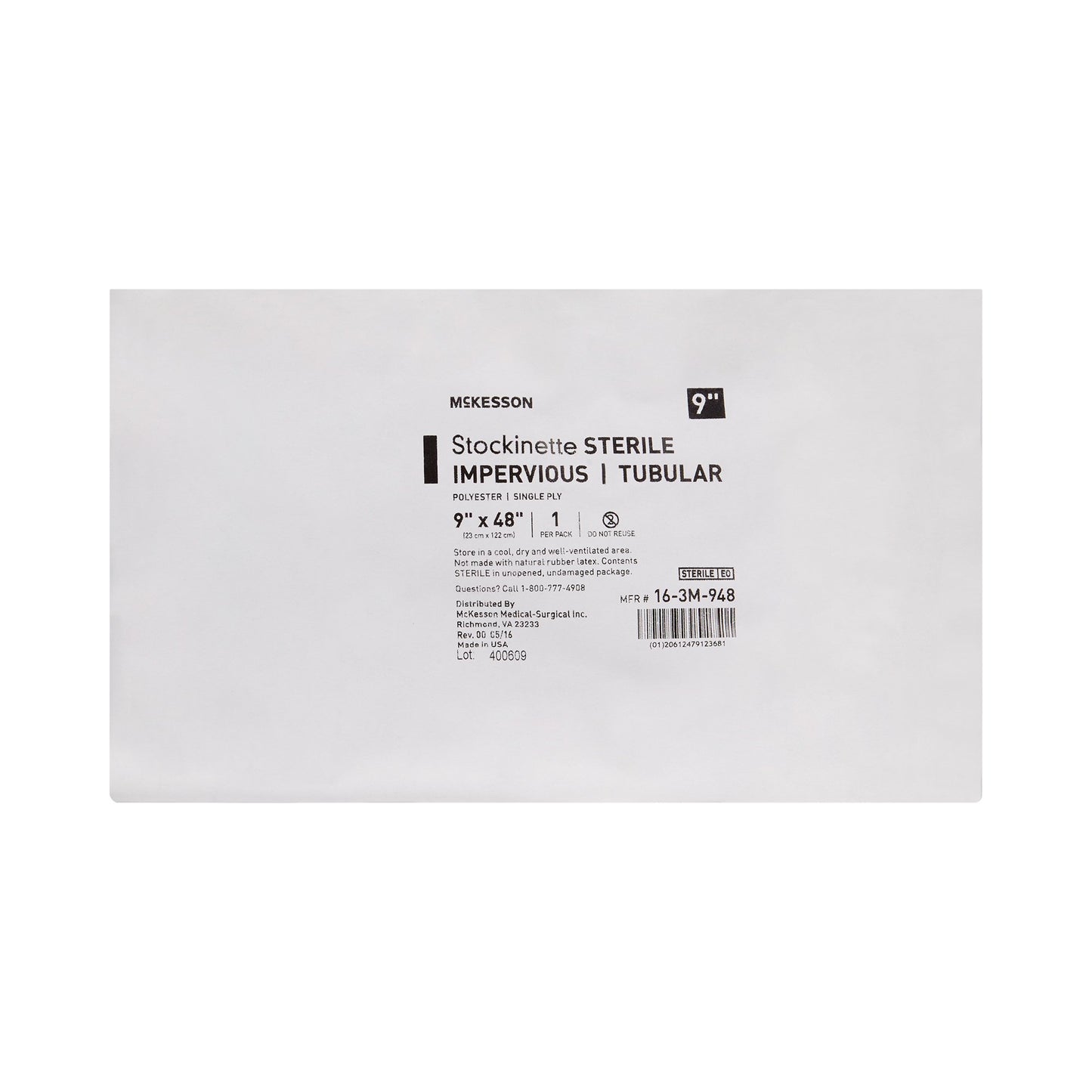 Surgical Stockinette Impervious / Tubular McKesson 9 W X 48 L Inch Sterile - 16-3M-948