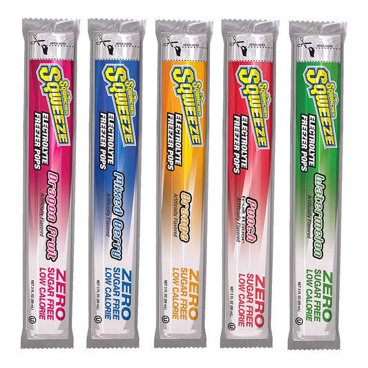 Oral Electrolyte Solution Sqwincher® Squeeze Zero Freezer Pop Punch / Orange / Dragon Fruit / Mixed Berry / Watermelon Flavor 3 oz. Electrolyte - 1592