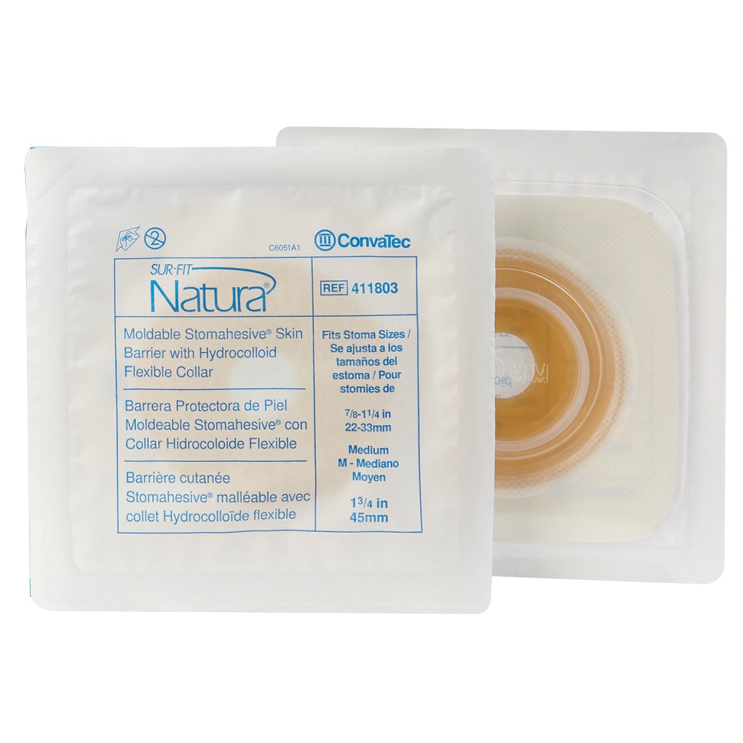 Sur-Fit Natura® Stomahesive® Ostomy Barrier With 7/8-1¼ Inch Stoma Opening 411803