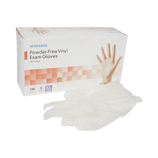 Exam Glove McKesson X-Large NonSterile Vinyl Standard Cuff Length Smooth Clear Not Rated - 14-140