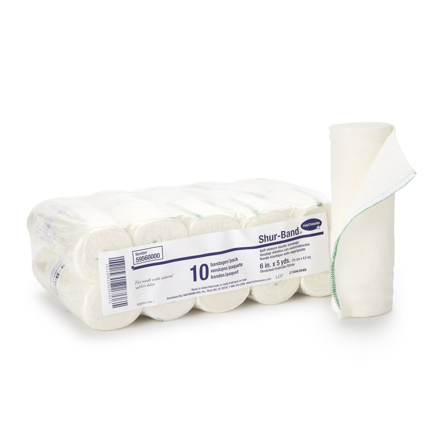 Shur-Band® LF Single Hook and Loop Closure Elastic Bandage, 6 Inch x 5 Yard 59560000