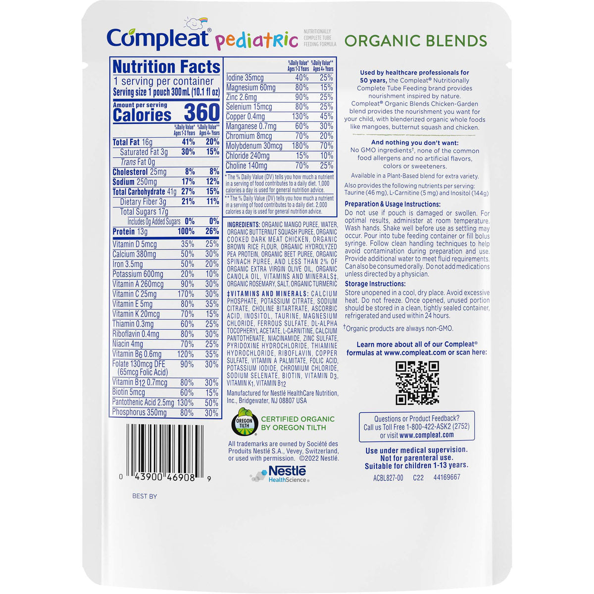 Compleat Compleat® Pediatric Organic Blends Tube Feeding Formula, Chicken-Garde ...