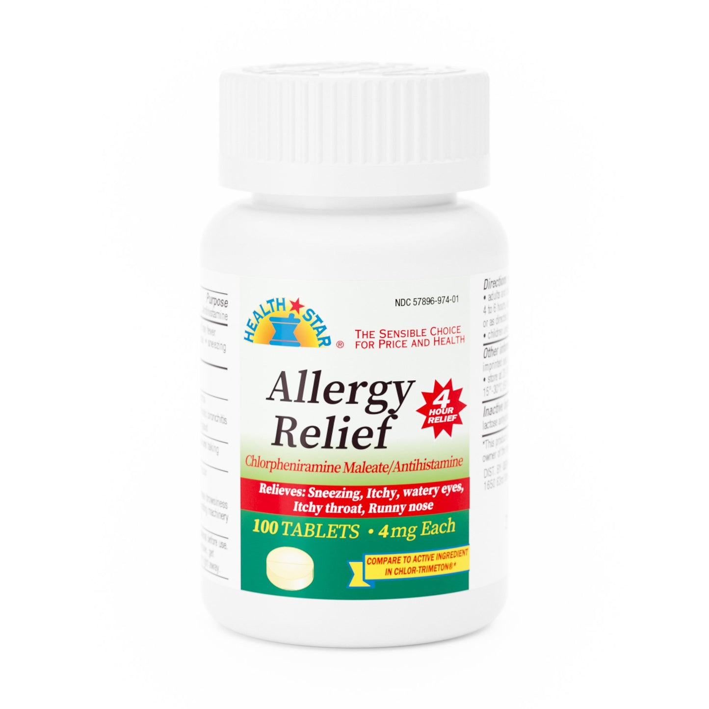 Allergy Relief McKesson Brand 4 mg Strength Tablet 100 per Bottle - 784-01-HST