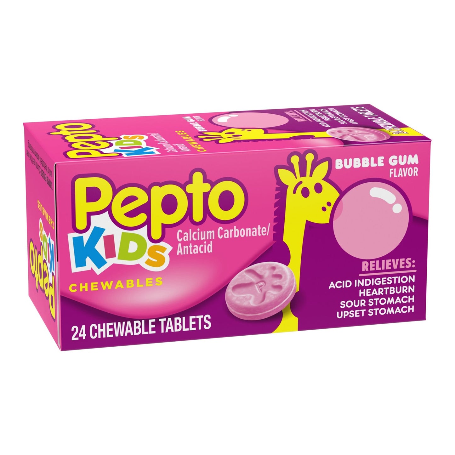 Pepto Kids Chewable Tablets Bubble Gum Flavor 37000049024