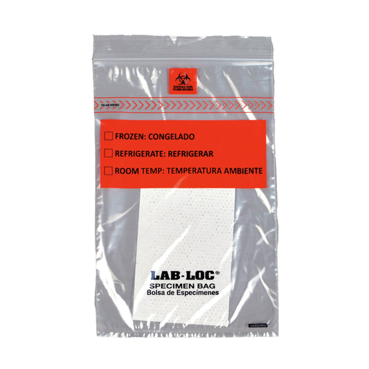 Lab-Loc® Specimen Transport Bag, Document Pouch, Absorbent Pad, Zip Close, 6 x 9 LABZ69BA