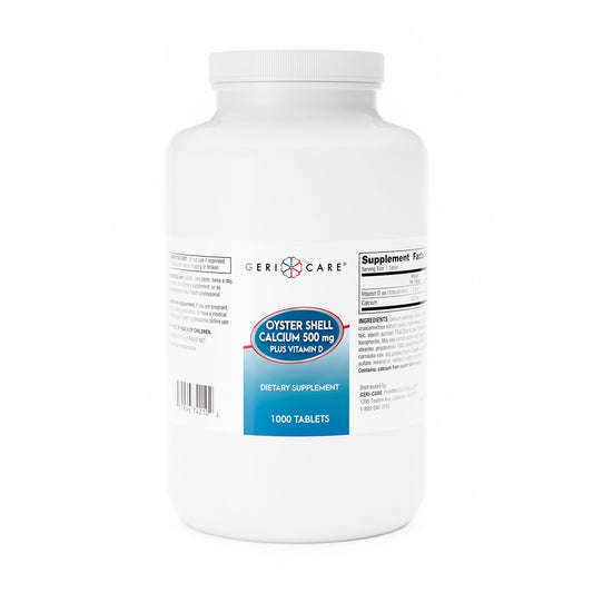 Joint Health Supplement Geri-Care® Calcium / Vitamin D 500 mg - 200 IU Strength Tablet 1,000 per Bottle - 742-10-GCP