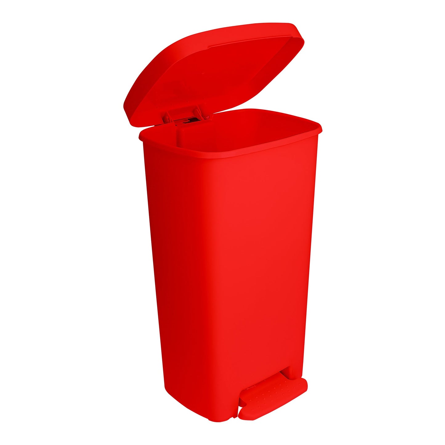 McKesson Waste Can with Step-On Pedal, Plastic, Red, 15.16 x 14.76 x 26.57 Inch 16-25267