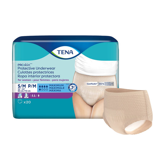 Female Adult Absorbent Underwear TENA® ProSkin™ Protective Pull On with Tear Away Seams Small / Medium Disposable Moderate Absorbency - 73020