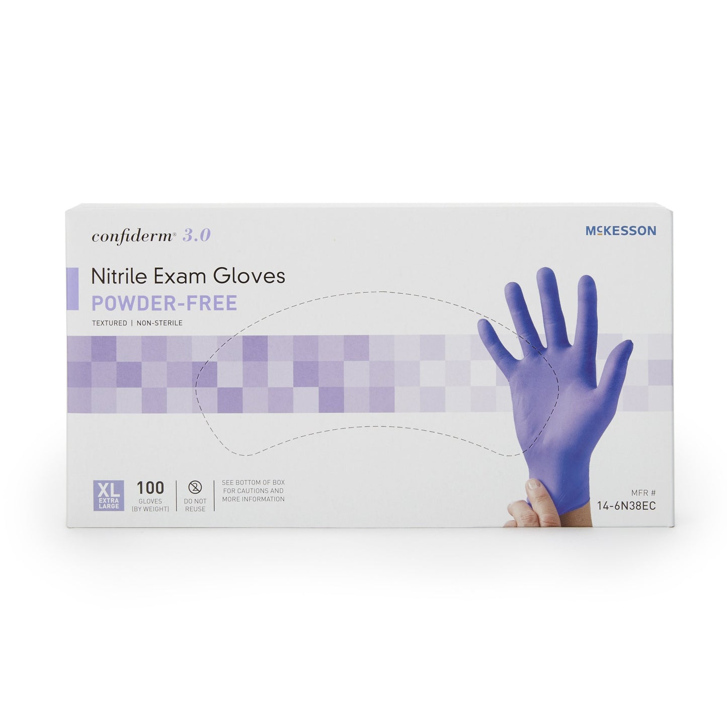 McKesson Confiderm® 3.0 Nitrile Exam Glove, Extra Large, Blue 14-6N38EC