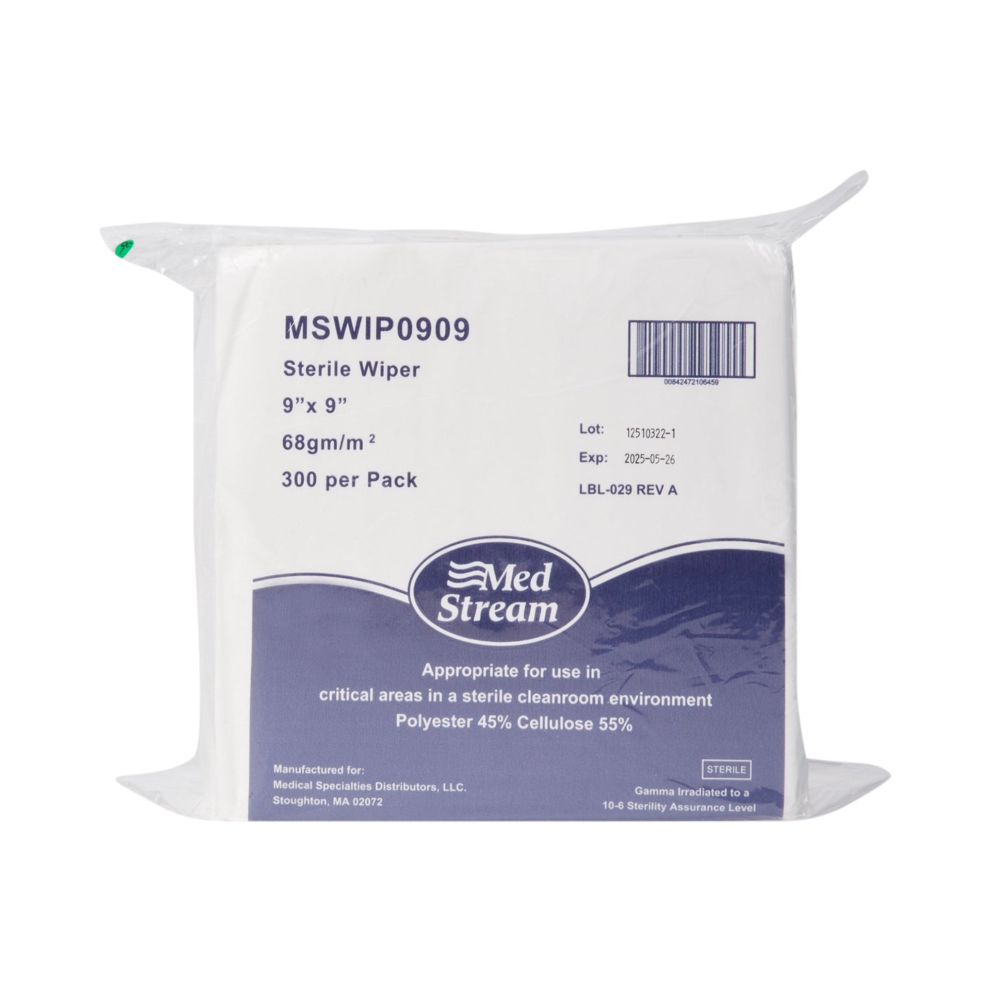 Cleanroom Wipe McKesson ISO Class 5 300 Count Bag 9 X 9 Inch Sterile Disposable - MSWIP0909