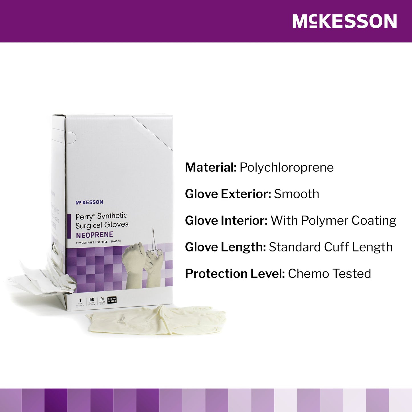 McKesson Perry® Polychloroprene Surgical Glove, Size 8.5, Cream 20-2685N