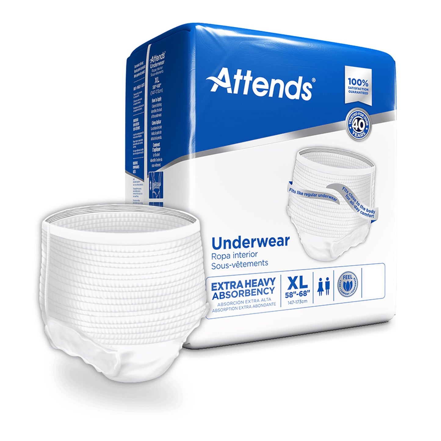 Attends® Care Adult Absorbent Underwear, Heavy Absorbency, X-Large, White APV40100