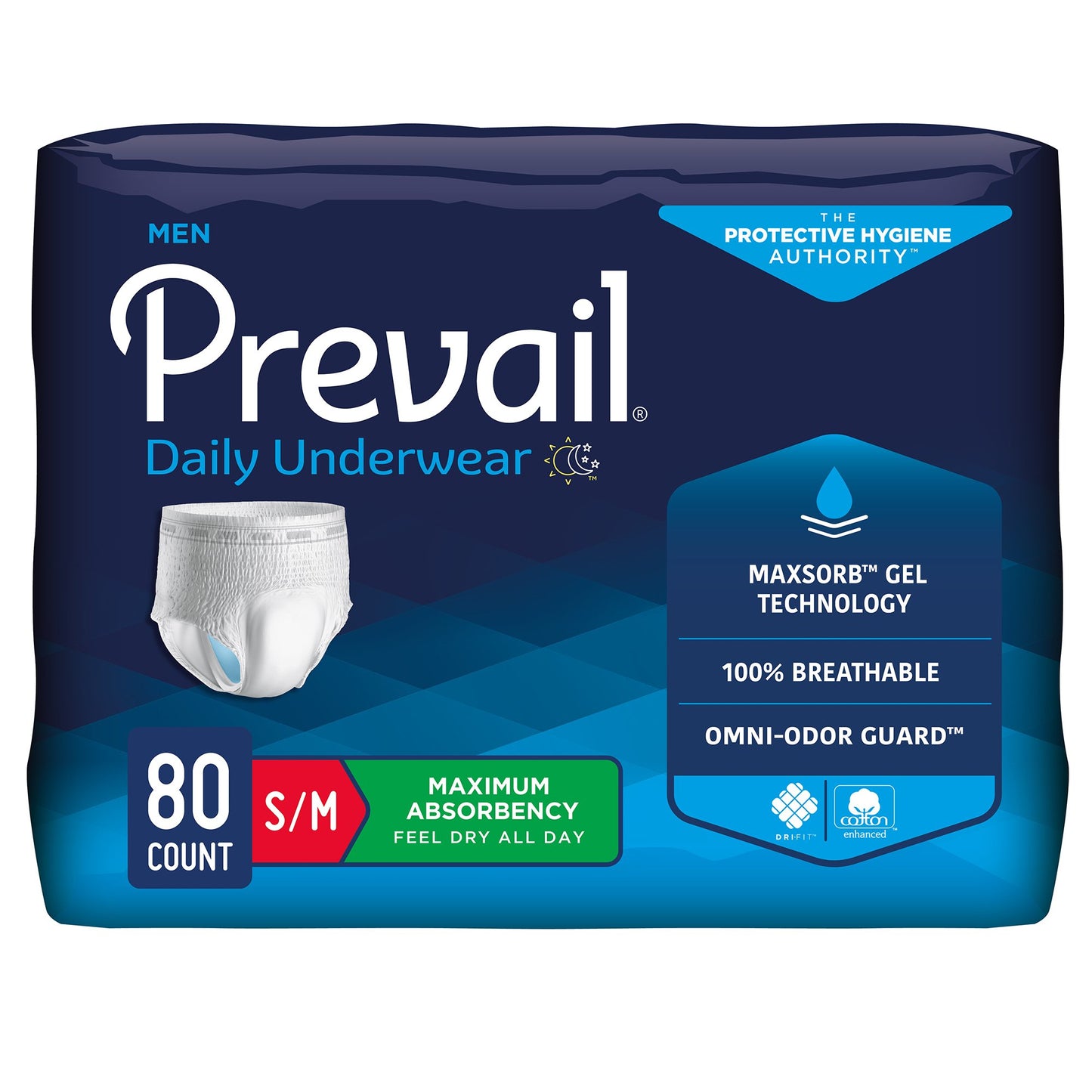 Prevail® Men's Daily Maximum Absorbent Underwear, Small / Medium PUM-512/1